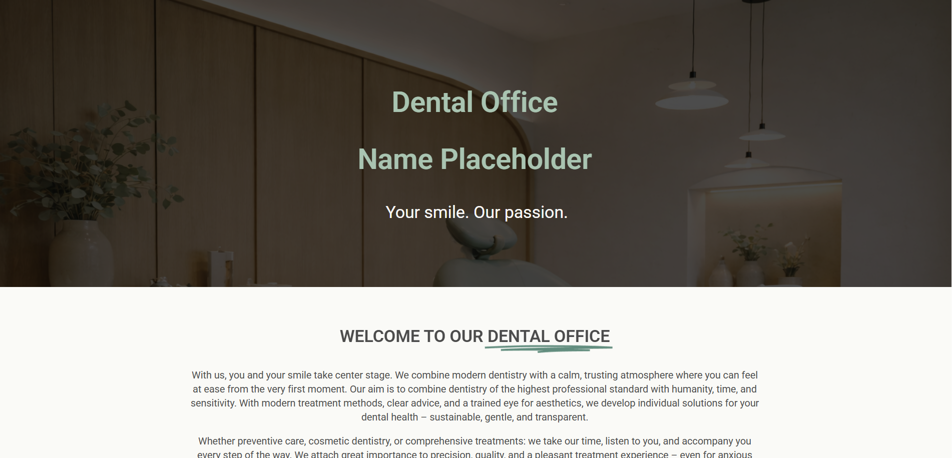 Dentist Office One-Pager, Elementor Template